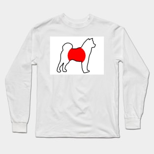 shiba inu flag in silhouette Long Sleeve T-Shirt